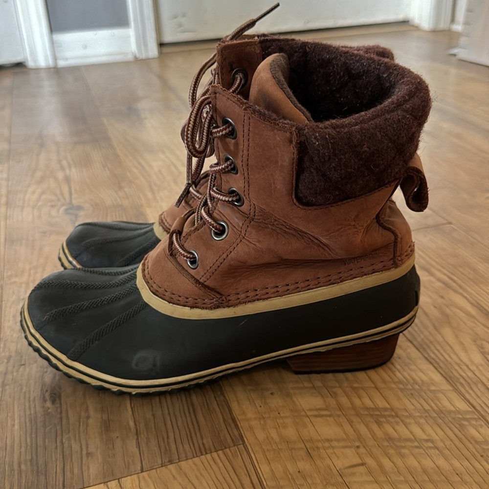 Sorel Slimpack Lace II Boot Women's Brown Burro Cattail Size 10.5
